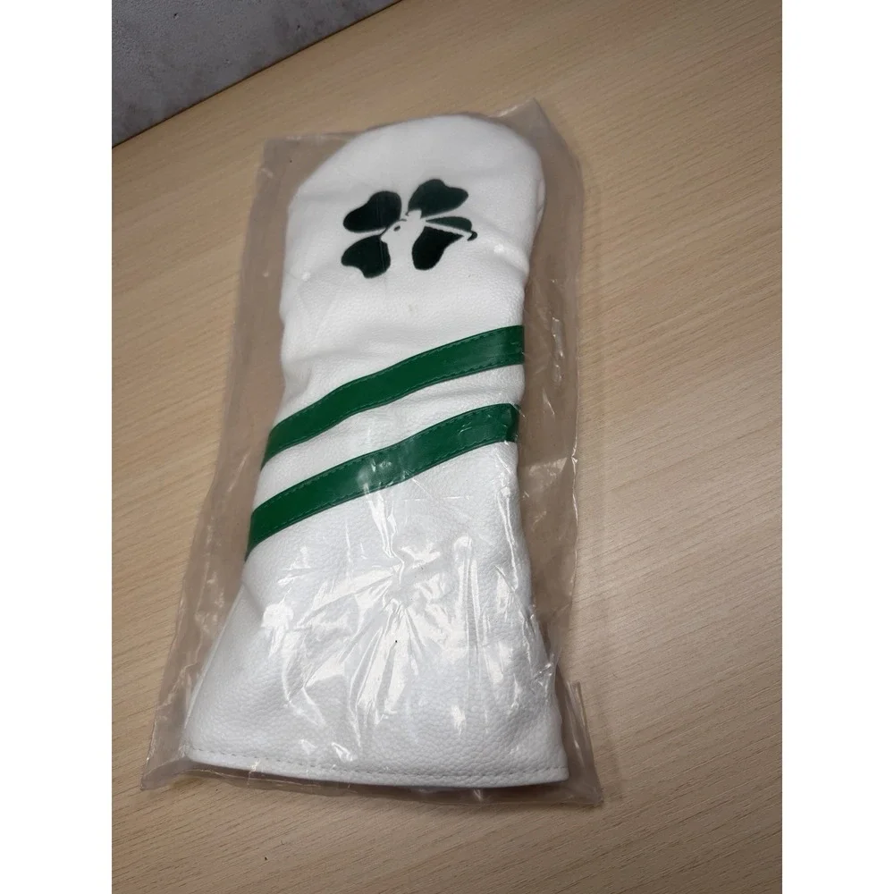 Lucky Driver Golf Head Cover White And green Clover